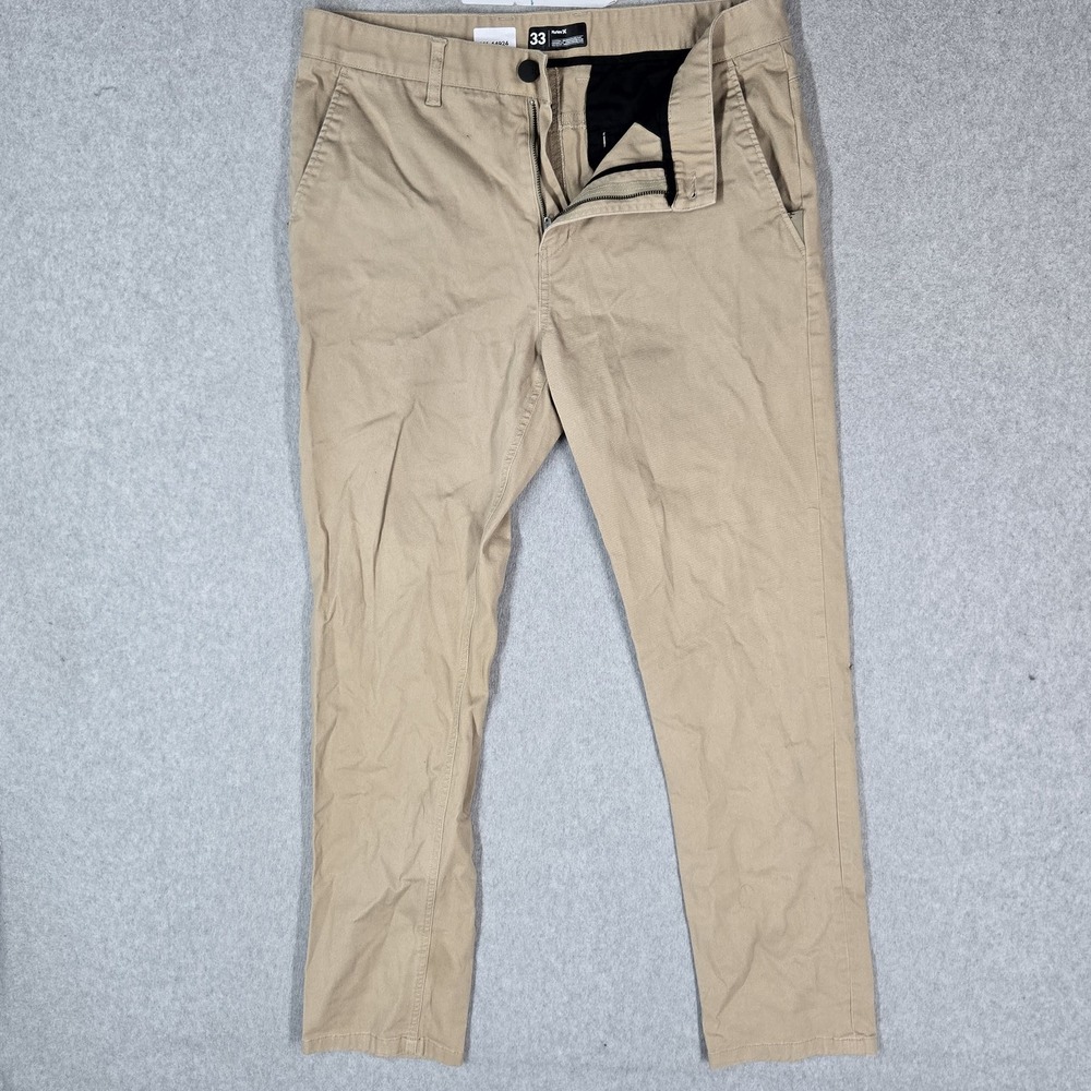 Hurley‎ Men Pants 33 Khaki M O&O Stretch Chino Straight Leg Mid Rise 29" Inseam